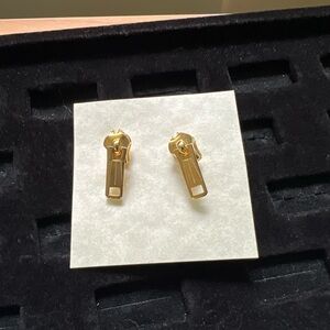 Gold Tone Zipper Earrings